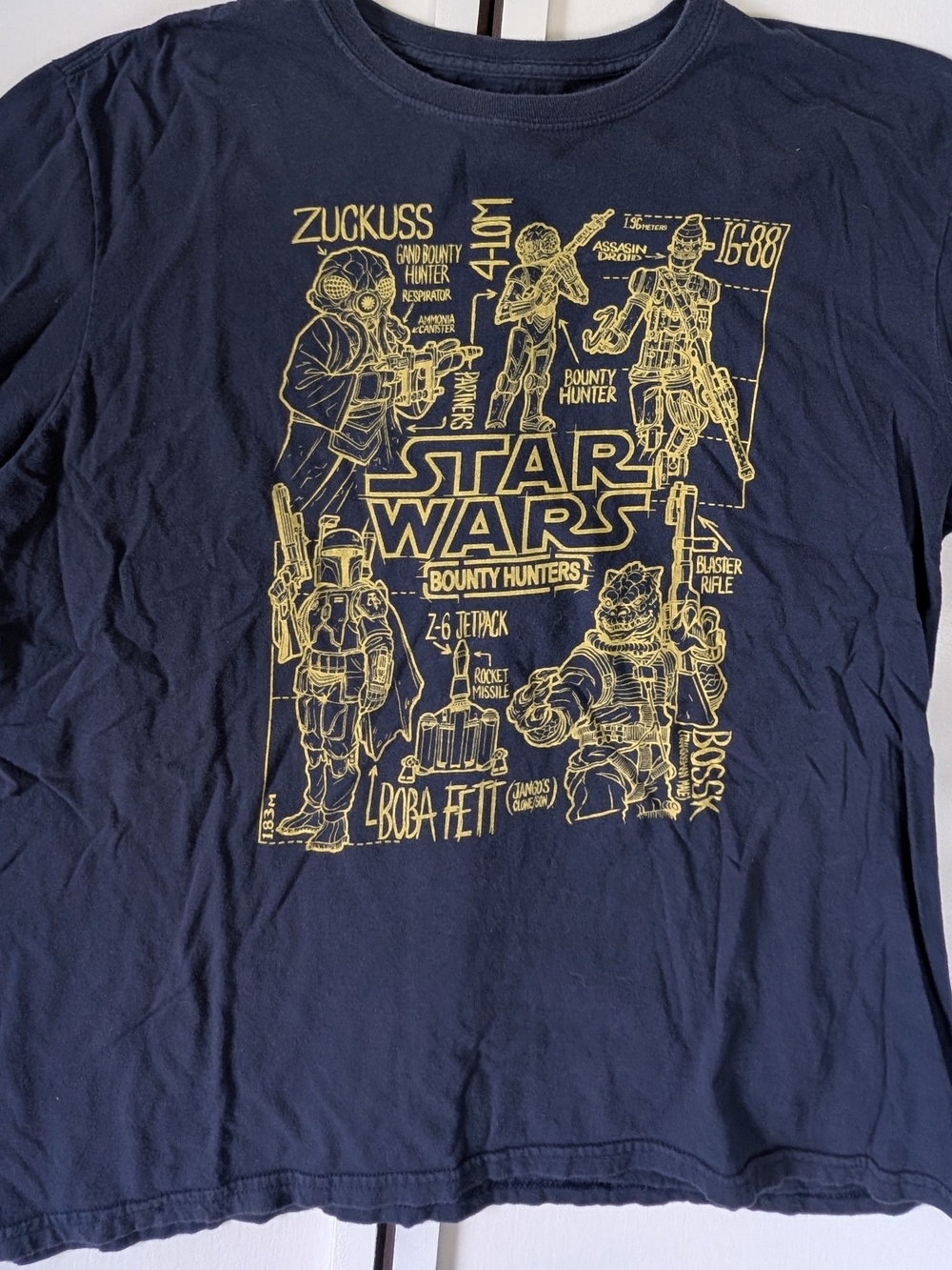 Funko Navy Blue Star Wars Bounty Hunters Tee with Yellow Graphic